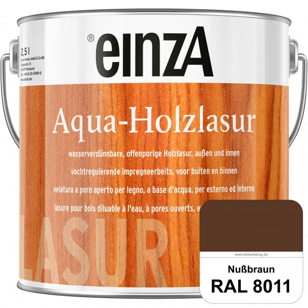einzA Aqua-Holzlasur (RAL 8011 Nussbraun) wasserverdünnbare offenporige Holzlasur für Holzbauteile