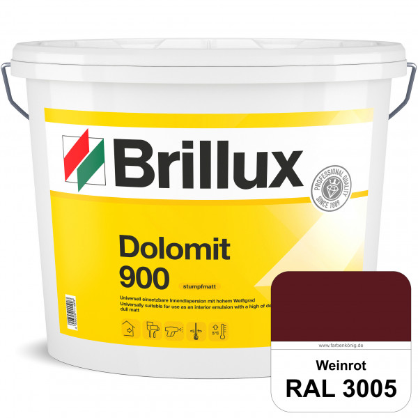 Dolomit 900 (RAL 3005 Weinrot) stumpfmatte Innen-Dispersionsfarbe mit gutem Deckvermögen