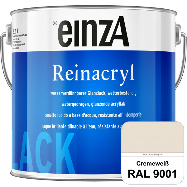 einzA Reinacryl (RAL 9001 Cremeweiß) wetterbeständige glänzende Acryl-PU-Lackfarbe