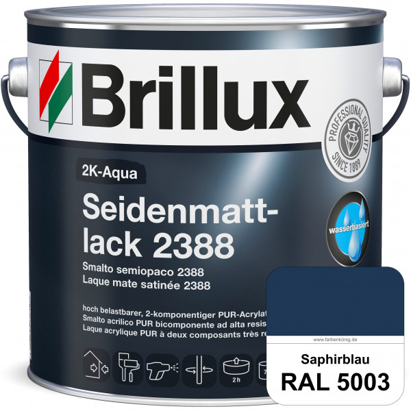 2K-Aqua Seidenmattlack 2388 (RAL 5003 Saphirblau) mechanisch und chemisch hoch belastbar für außen &