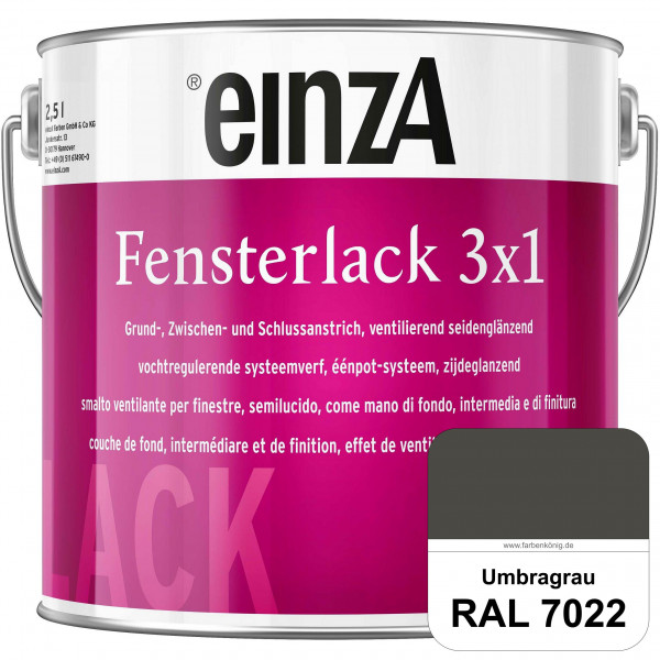 einzA Fensterlack 3 x 1 (RAL 7022 Umbragrau) wetterbeständiger & seidenglänzender Fensterlack