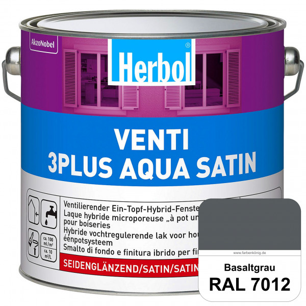 Venti 3Plus Aqua Satin (RAL 7012 Basaltgrau) wasserbasierter & feuchtigkeitregulierender Ein-Topf-Fe