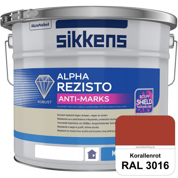 Alpha Rezisto Anti-Marks (RAL 3016 Korallenrot) Extrem widerstandsfähige Innenwandfarbe