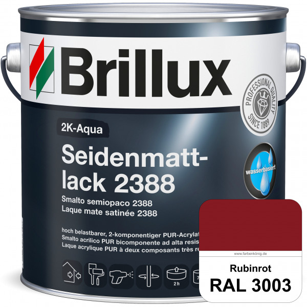 2K-Aqua Seidenmattlack 2388 (RAL 3003 Rubinrot) mechanisch und chemisch hoch belastbar für außen & i