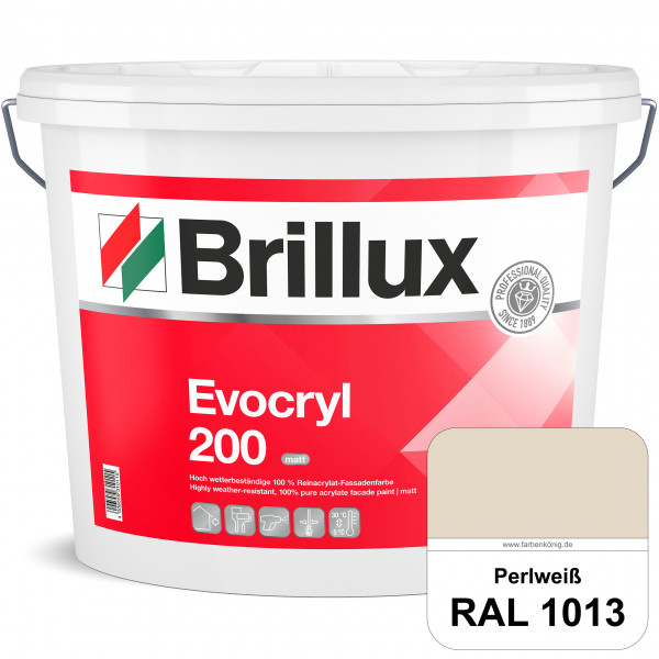 Evocryl 200 (RAL 1013 Perlweiß) Verschmutzungsunempfindliche 100% Reinacrylat Fassadenfarbe