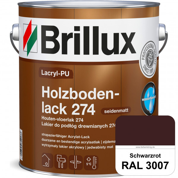 Lacryl-PU Holzbodenlack 274 (RAL 3007 Schwarzrot) hochwertige & widerstandsfähige, deckende Versiege