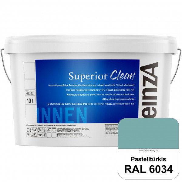 einzA Superior Clean (RAL 6034 Pastelltürkis) Hoch reinigungsfähige, stumpfmatte Premium-Wandbeschic