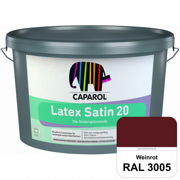 Latex Satin 20 (RAL 3005 Weinrot) strapazierfähige seidenglänzende Latexfarbe (Innen)