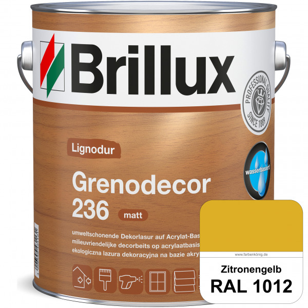 Grenodecor 236 (RAL 1012 Zitronengelb) Umwelt- und gesundheitsschonende, diffusionsfähige Dekorlasur