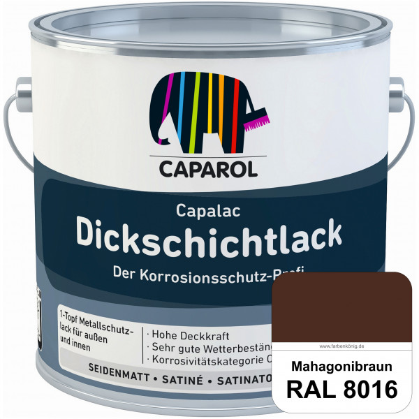 Capalac Dickschichtlack (RAL 8016 Mahagonibraun) 1-Topf Metallschutzlack (löselmittelhaltig) innen &