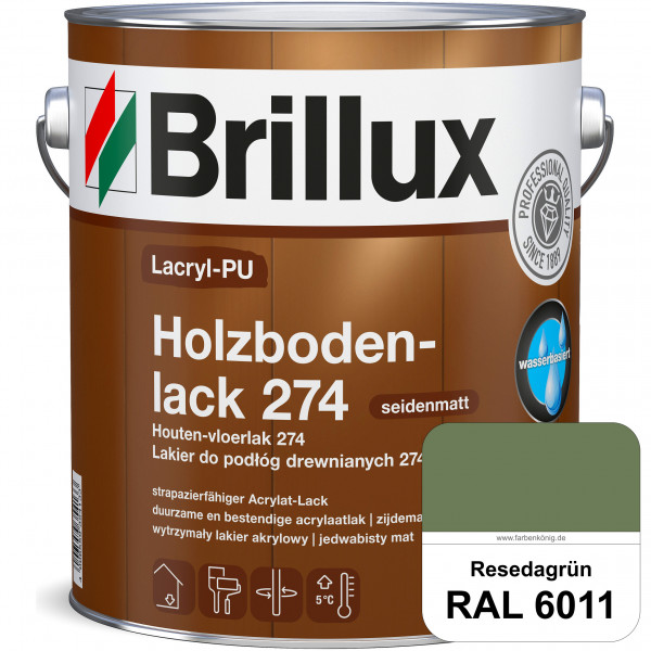 Lacryl-PU Holzbodenlack 274 (RAL 6011 Resedagrün) hochwertige & widerstandsfähige, deckende Versiege