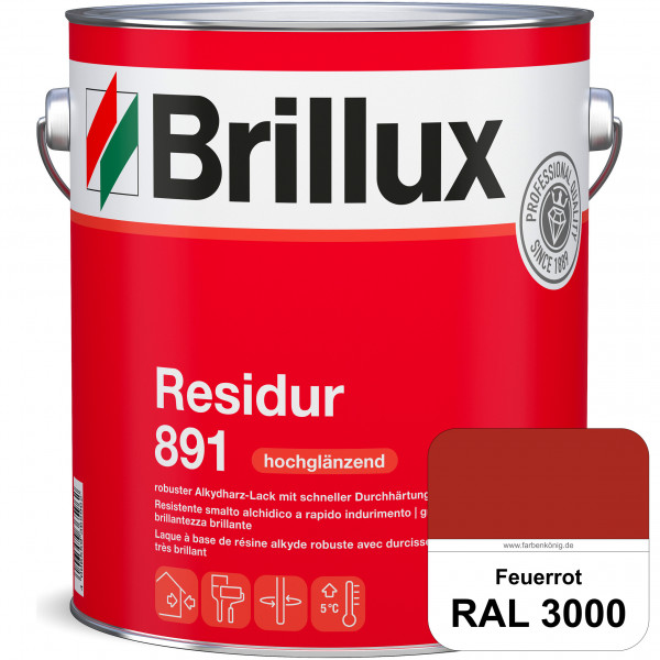 Residur 891 (RAL 3000 Feuerrot) widerstandsfähige, schnell trocknender Lack für grundierte Metallbau