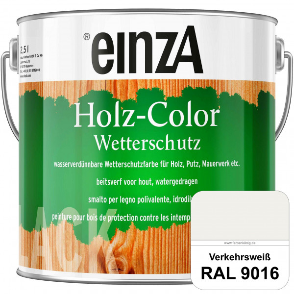 einzA Holz-Color (RAL 9016 Verkehrsweiß) Wetterschutzfarbe für außen