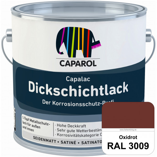 Capalac Dickschichtlack (RAL 3009 Oxidrot) 1-Topf Metallschutzlack (löselmittelhaltig) innen & außen