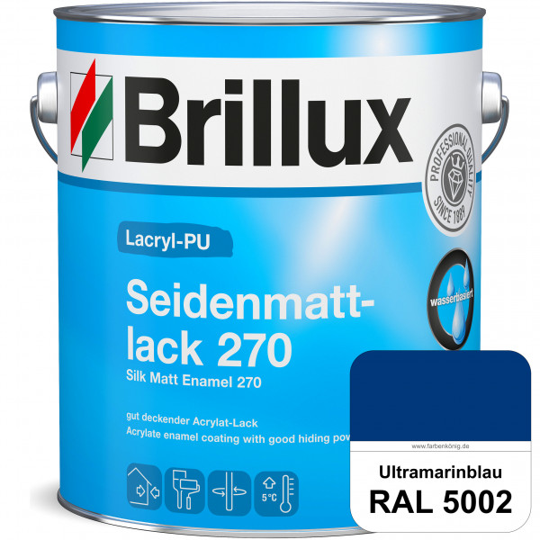 Lacryl-PU Seidenmattlack 270 (RAL 5002 Ultramarinblau) PU-verstärkt (wasserbasiert) für außen und in