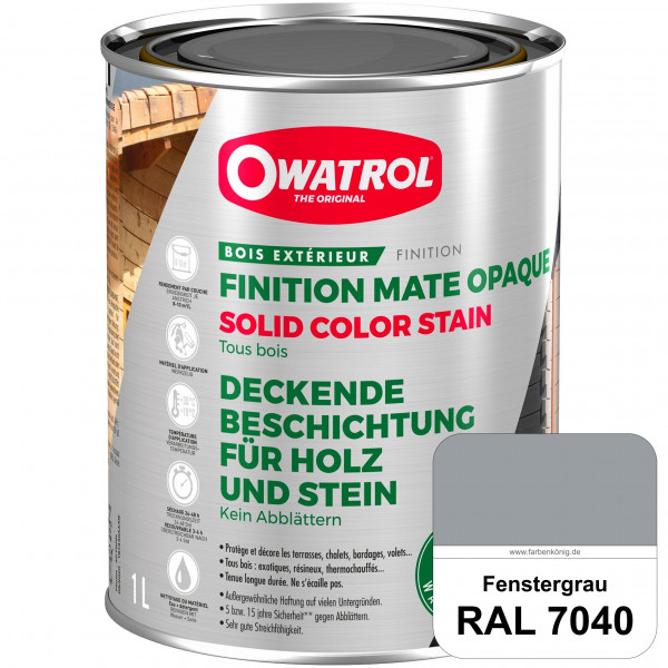 Solid Color Stain (RAL 7040 Fenstergrau) deckende und matte Wetterschutzfarbe außen