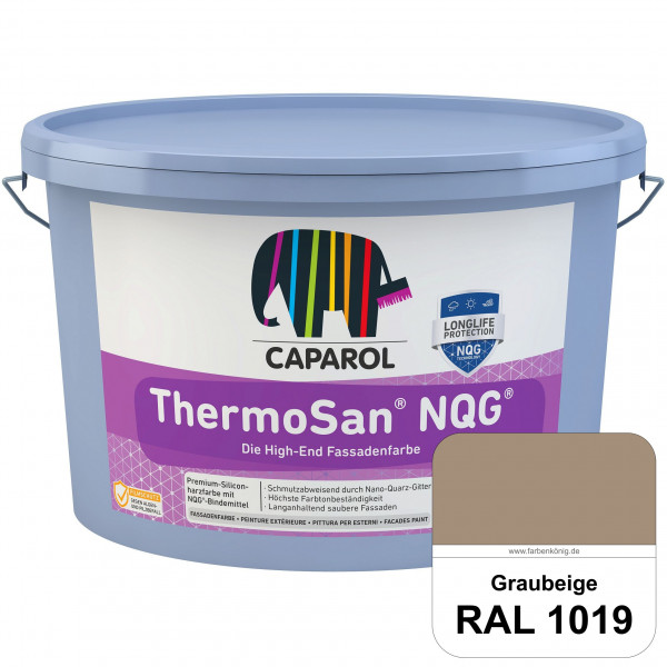 ThermoSan NQG (RAL 1019 Graubeige) schmutzabweisende Siliconharz Fassadenfarbe mit Algen- und Pilzsc