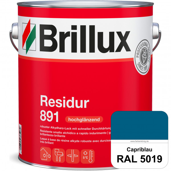 Residur 891 (RAL 5019 Capriblau) widerstandsfähige, schnell trocknender Lack für grundierte Metallba