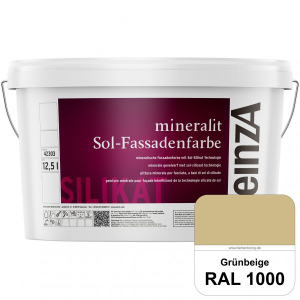 einzA mineralit Sol Fassadenfarbe (RAL 1000 Grünbeige) mineralische Fassadenfarbe mit Sol-Silikat Te