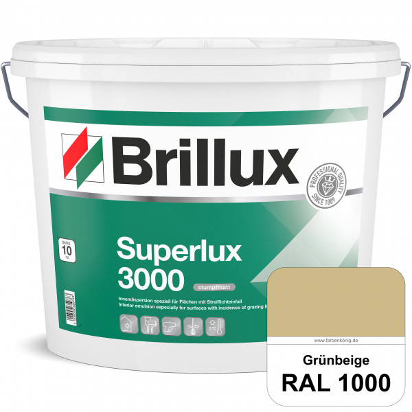 Superlux 3000 (RAL 1000 Grünbeige) hoch deckende stumpfmatte Innen-Dispersionsfarbe - streiflichtune