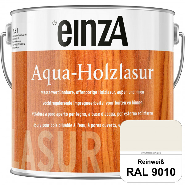 einzA Aqua-Holzlasur (RAL 9010 Reinweiß) wasserverdünnbare offenporige Holzlasur für Holzbauteile