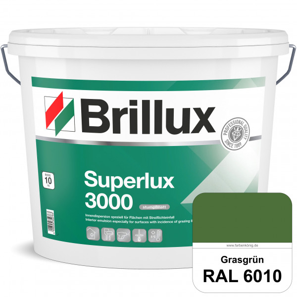 Superlux 3000 (RAL 6010 Grasgrün) hoch deckende stumpfmatte Innen-Dispersionsfarbe - streiflichtunem