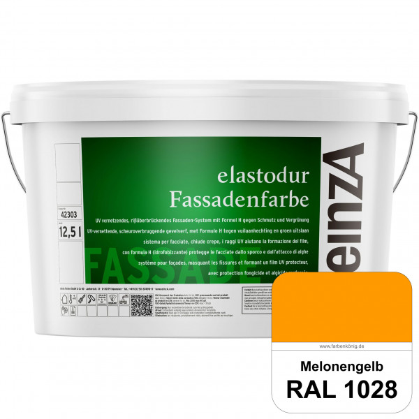 einzA elastodur Fassadenfarbe (RAL 1028 Melonengelb) UV-vernetzendes & rissüberbrückendes Fassadenfa