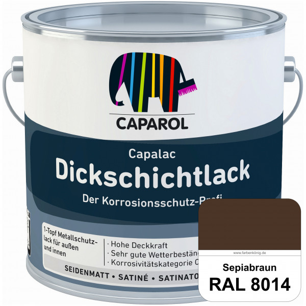 Capalac Dickschichtlack (RAL 8014 Sepiabraun) 1-Topf Metallschutzlack (löselmittelhaltig) innen & au