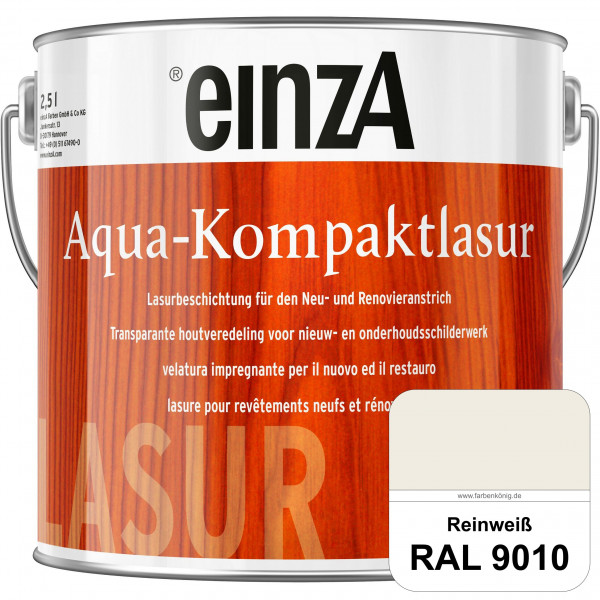 einzA Aqua-Kompaktlasur (RAL 9010 Reinweiß) wasserverdünnbare & feuchtigkeitsregulierende Lasurbesch