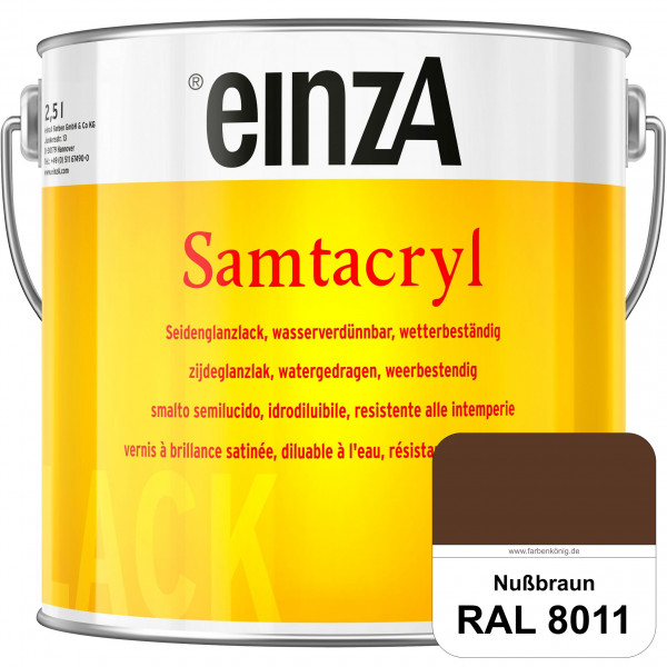 einzA Samtacryl (RAL 8011 Nussbraun) wetterbeständige seidenglänzende Acryl-PU-Lackfarbe