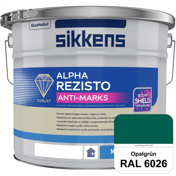 Alpha Rezisto Anti-Marks (RAL 6026 Opalgrün) Extrem widerstandsfähige Innenwandfarbe