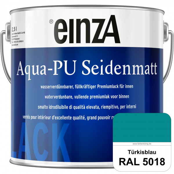 einzA Aqua-PU seidenmatt (RAL 5018 Türkisblau) wasserverdünnbarer Premiumlack für innen