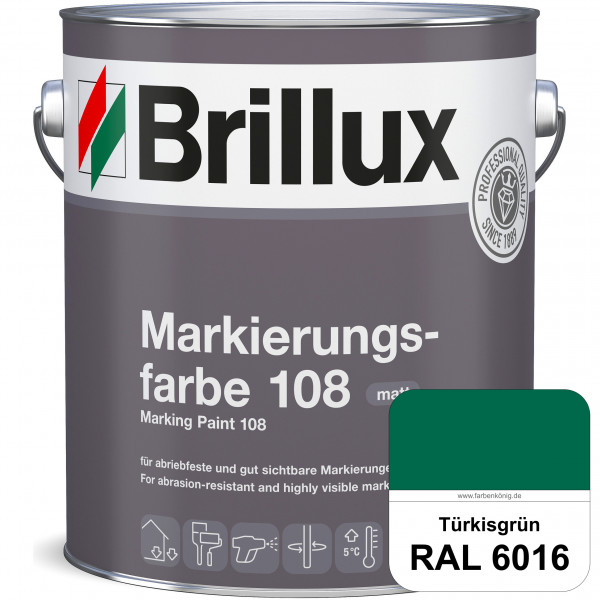 Markierungsfarbe 108 (RAL 6016 Türkisgrün) Markierungsfarbe für Asphalt, Betonböden, Zementestrichen