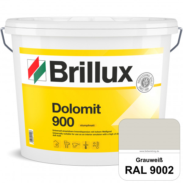 Dolomit 900 (RAL 9002 Grauweiß) stumpfmatte Innen-Dispersionsfarbe mit gutem Deckvermögen