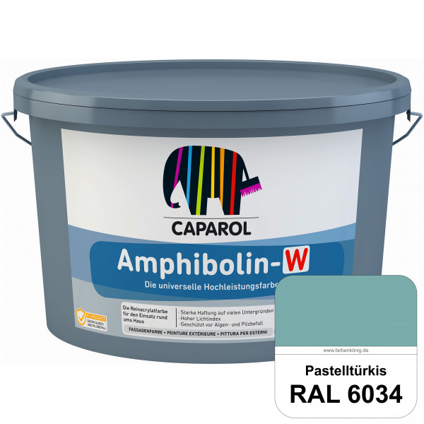 Amphibolin-W (RAL 6034 Pastelltürkis) Seidenmatte Reinacrylat-Fassadenfarbe mit Pilz- & Algenschutz