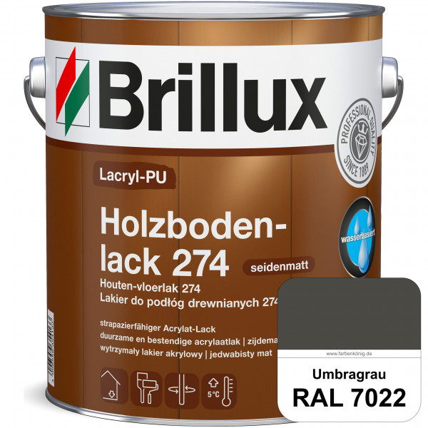 Lacryl-PU Holzbodenlack 274 (RAL 7022 Umbragrau) hochwertige & widerstandsfähige, deckende Versiegel