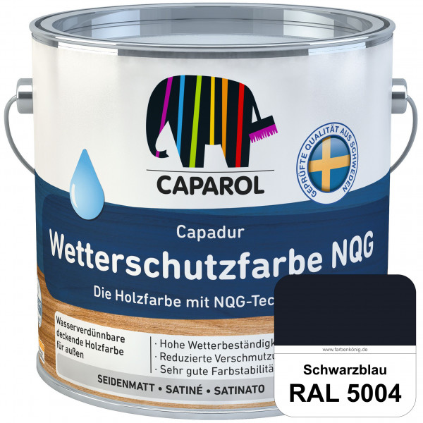 Capadur Wetterschutzfarbe NQG (RAL 5004 Schwarzblau) Holzfarbe mit NQG-Technologie wasserbasiert für