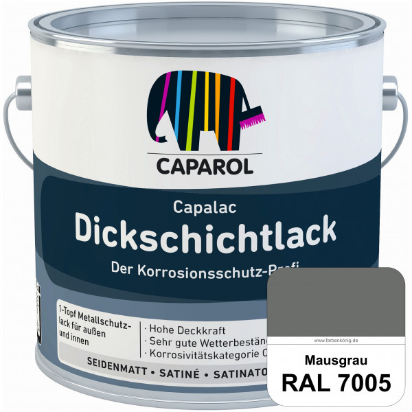 Capalac Dickschichtlack (RAL 7005 Mausgrau) 1-Topf Metallschutzlack (löselmittelhaltig) innen & auße