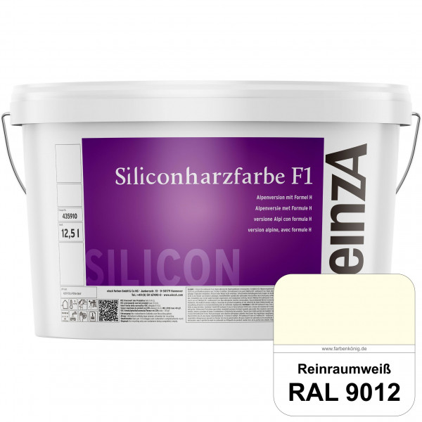 einzA Siliconharzfarbe F1 (RAL 9012 Reinraumweiß) Universal Siliconharz-Fassadenfarbe, kalkmatt, wet