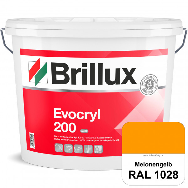 Evocryl 200 (RAL 1028 Melonengelb) Verschmutzungsunempfindliche 100% Reinacrylat Fassadenfarbe