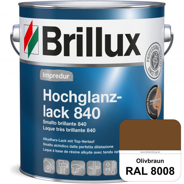 Impredur Hochglanzlack 840 (RAL 8008 Olivbraun) für Holz- und Metallflächen (löselmittelhaltig) inne