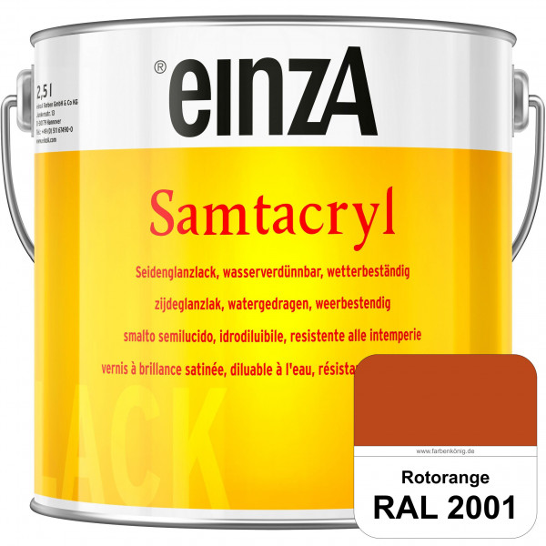 einzA Samtacryl (RAL 2001 Rotorange) wetterbeständige seidenglänzende Acryl-PU-Lackfarbe