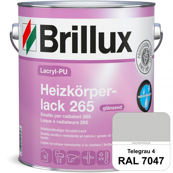Lacryl-PU Heizkörperlack 265 (RAL 7047 Telegrau 4) vergilbungsresistenter & wasserbasierter Heizkörp