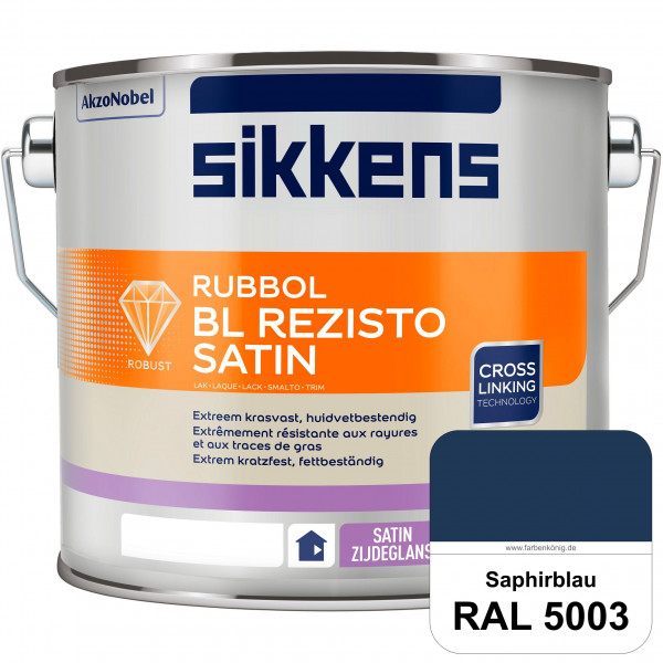 Rubbol BL Rezisto Satin (RAL 5003 Saphirblau) seidenglänzender und strapazierfähiger Lack (wasserbas
