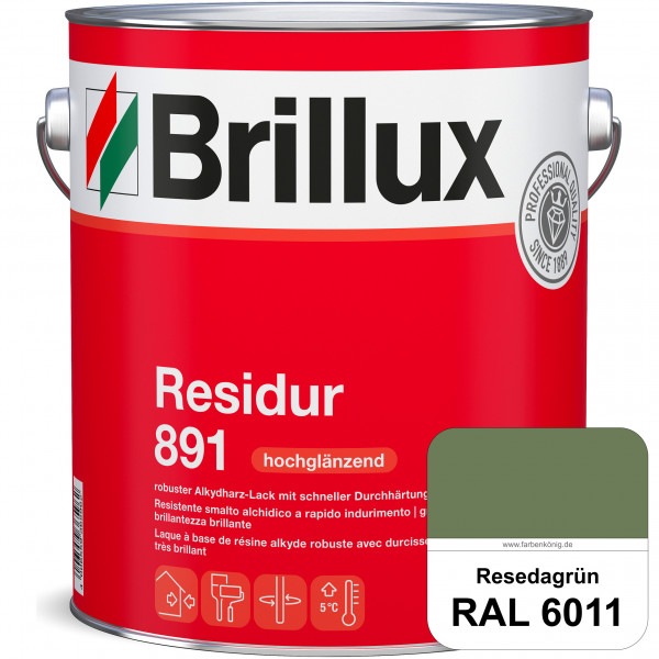 Residur 891 (RAL 6011 Resedagrün) widerstandsfähige, schnell trocknender Lack für grundierte Metallb