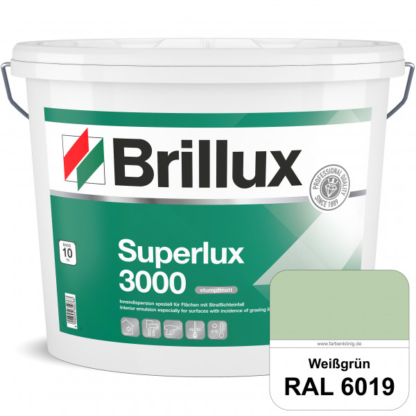 Superlux 3000 (RAL 6019 Weißgrün) hoch deckende stumpfmatte Innen-Dispersionsfarbe - streiflichtunem