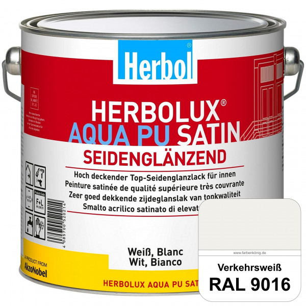 Herbolux Aqua PU Satin (RAL 9016 Verkehrsweiß) Wasserverdünnbarer Top-PU-Seidenglanzlack (Innen)