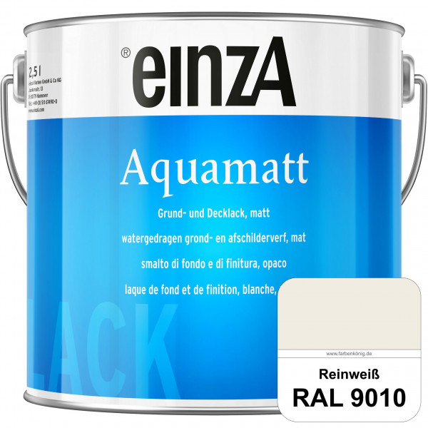 einzA Aquamatt (RAL 9010 Reinweiß) Wasserverdünnbare Vorstreichfarbe & matte Lackfarbe