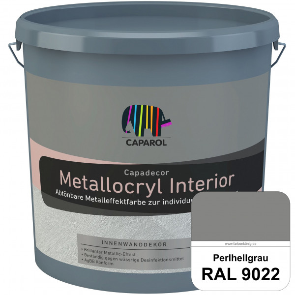 Capadecor Metallocryl Interior (RAL 9022 Perlhellgrau) Glänzende Dispersionsfarbe mit metallischer O