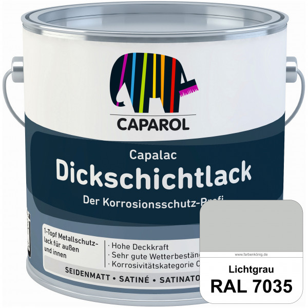 Capalac Dickschichtlack (RAL 7035 Lichtgrau) 1-Topf Metallschutzlack (löselmittelhaltig) innen & auß